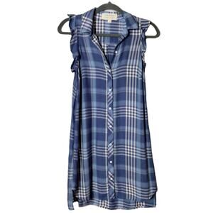 Cloth & Stone Blue Plaid Mini Dress